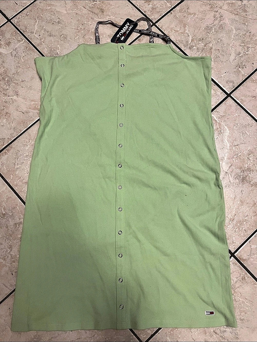 Tommy Jeans Ribbed Mini Dress in Lime 20Green Size XL NWT